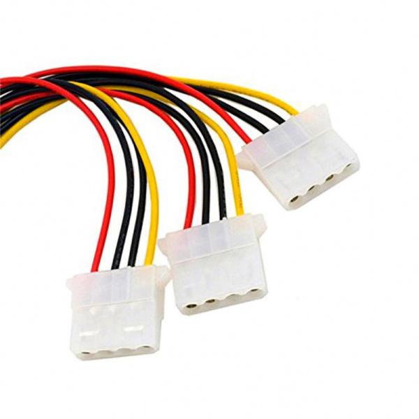 Computer Power Supply Y Splitter Adapter Cable Molex 4 Pin Male To 3*4 Pin Female Custom Length