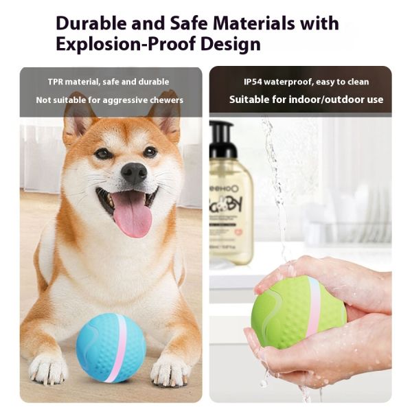 2025 Rechargeable Eco-Friendly Silicone LED Flash Light Cute Automatic Rolling Ball Motion Activated Interactive Movement Toy