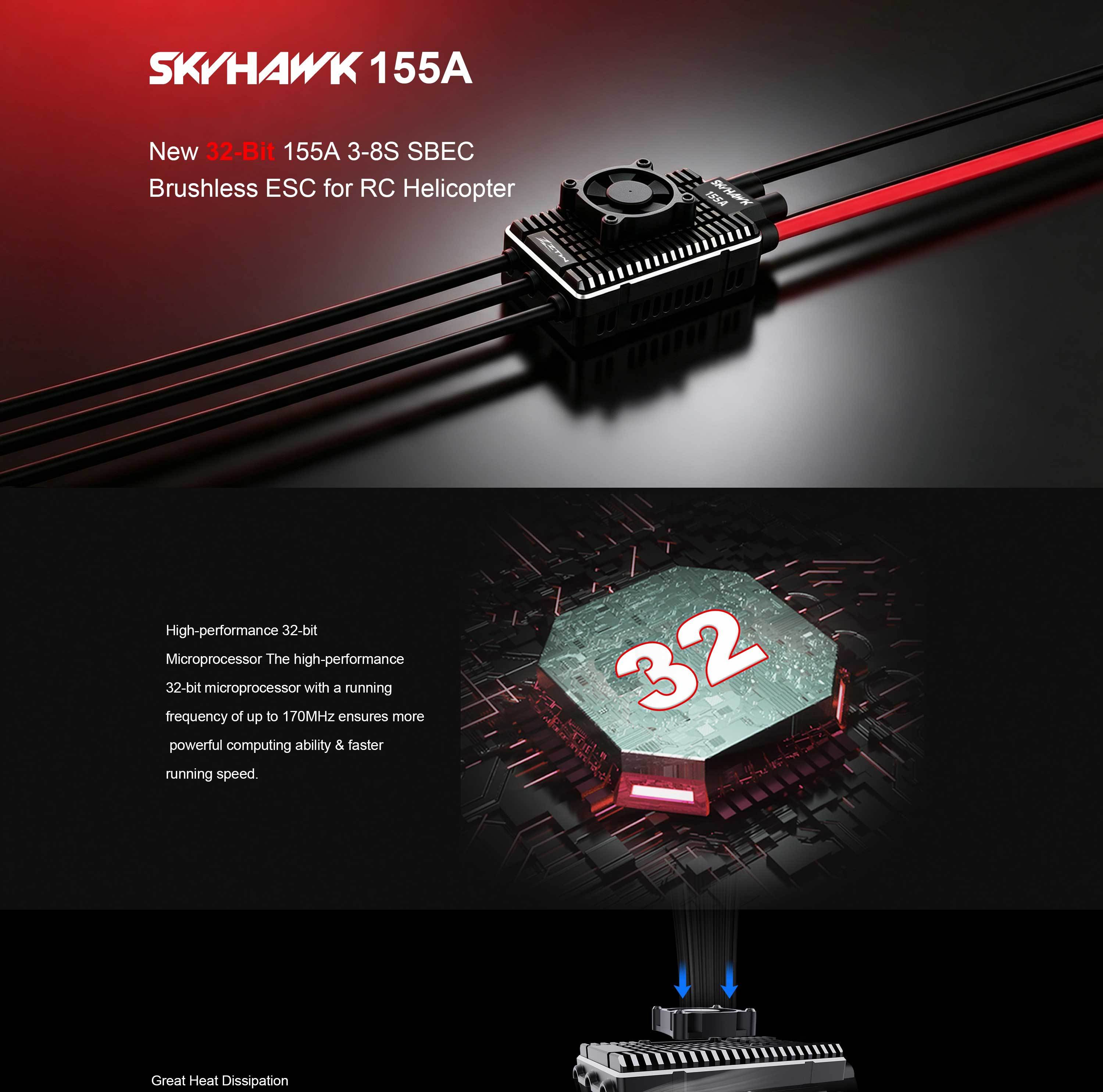 Skyhawk 155A SBEC ESC 3-8S Electronic Speed Controller For Drone