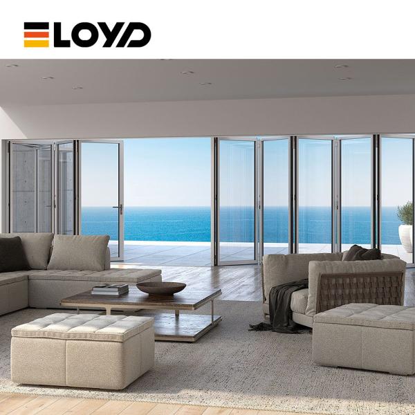 Exterior Accordion 6063 Aluminum Folding Patio Doors Weatherproof Stripping