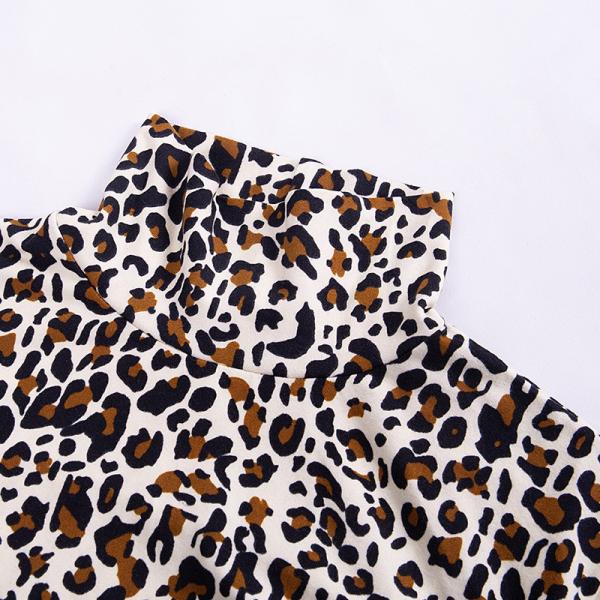 European and American autumn new ins sexy leopard print Turtle Neck long sleeve mini bodycon dresses