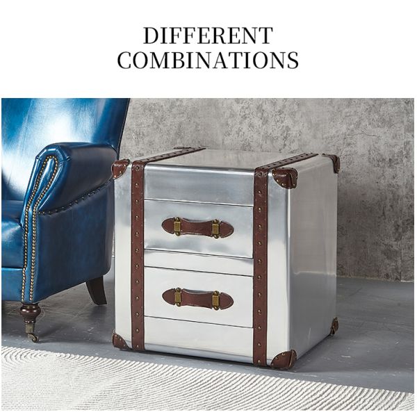 Nidea #321 Industrial-Style Aluminum Panel Riveted Metal Retro Handmade Durable Side Corner Table for Living Room Coffee Shops  Bars