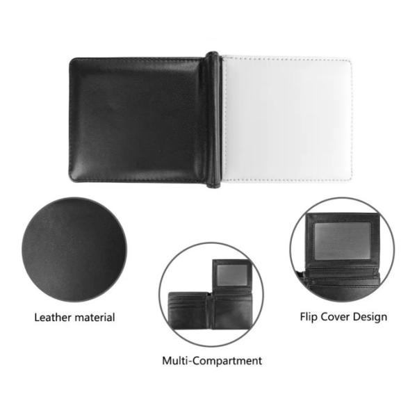 Sublimation Leather Flap Wallet Custom Bifold Wallet For Men