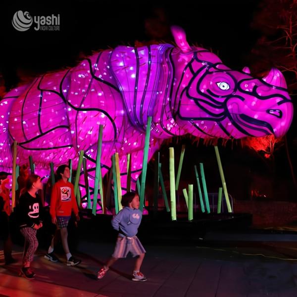 Rhino Sculpture Outdoor Ramadan Decor Lantern for New Year
