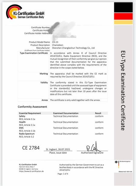 Shenzhen Changkeshun Technology Co., Ltd. Сертификации