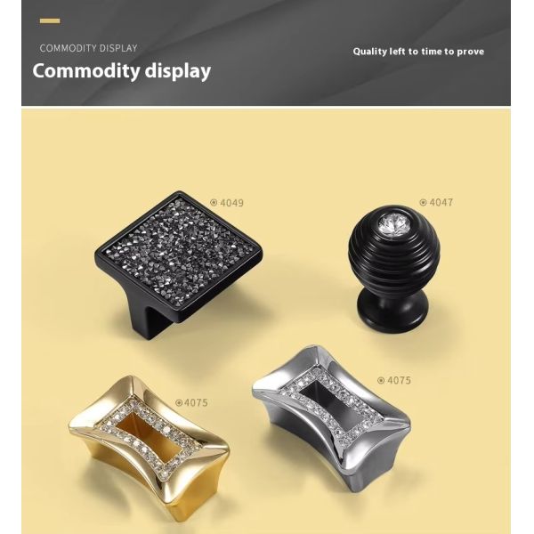 Wholesale Luxury Nordic Style Crystal Handle Modern Design Zinc Alloy Door and Wardrobe Pulls for Dresser & Drawer