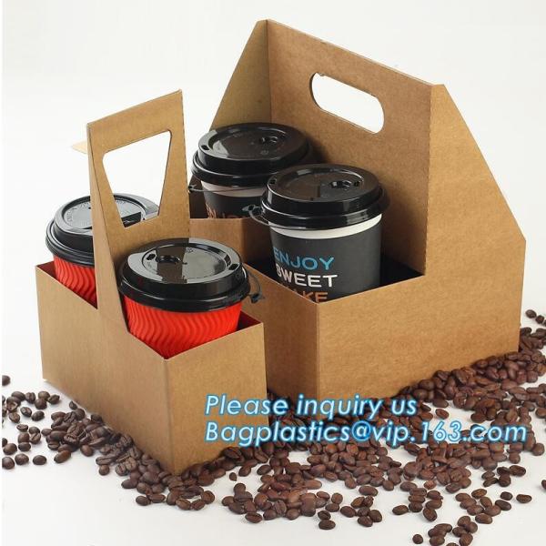 Eco Friendly Disposable Kraft Paper Take Out 2 Pack Coffee Cup Drink Carriers 2 Pack Paper Cup Holders bagease package