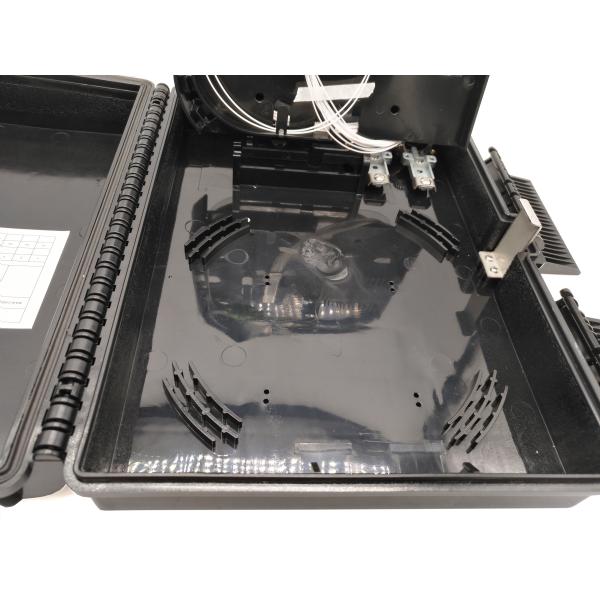 FTTH IP65 16 Ports 2pcs 1x8 Fiber Optic Splitter Box Aerial Pole Wall Mounting Black