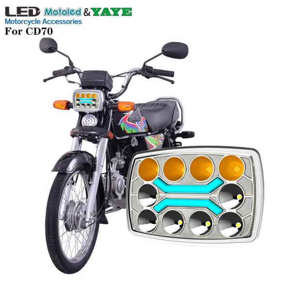 IP67 Jaune Blanc Faisceau de haut en bas en blanc Faisceau de bas en bas en blanc DRL Feuille LED de moto