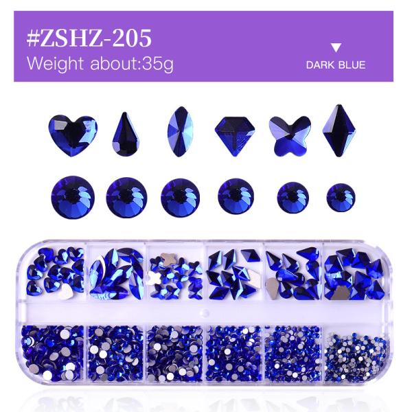 Nail SPA or Training 12 Grid AB Nail Stone Kit with Multi Shape Crystal Rhinestones