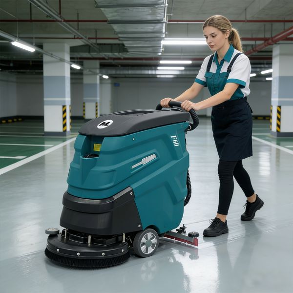 Heavy‑Duty Industrial Floor Scrubber with 830mm Squeegee and 65L Recovery Tank