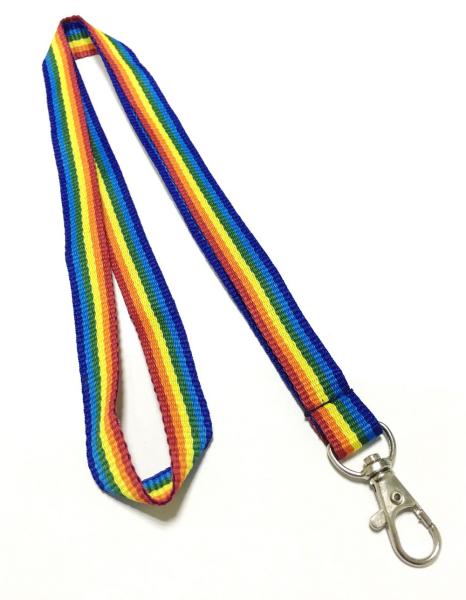 Metal Hook Colorful Rainbow Custom Polyester Lanyards Cute School Party Business