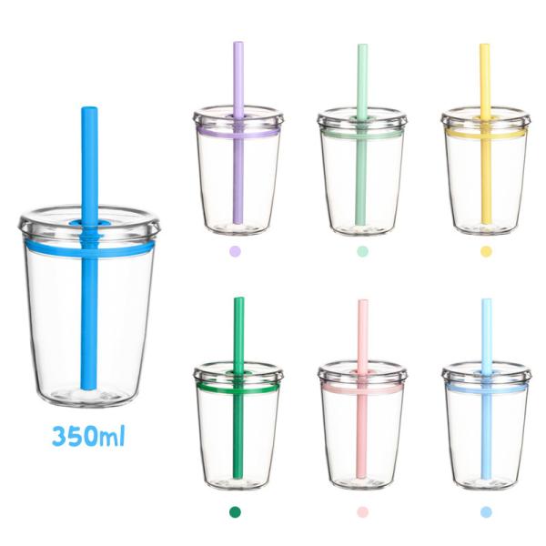 トリタン プラスチック ストローカップ 8.5*11.5cm サイズ 漏れ防止 こぼれにくい 子供用 ストローなし