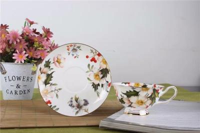 Exquisite 15% 24K Plated Decor Thin Bone China Coffee Cup Sets