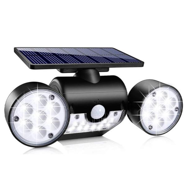 PIR Sensor 90lm 5V 1.3W Solar Wall Lamp Adjustable Angle Dual Head 2200mAh