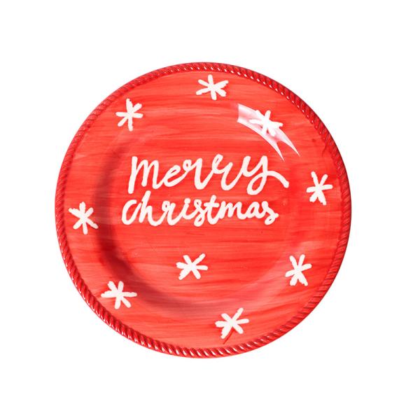 Custom Logo Print Ceramic Porcelain Christmas Dinner Plate Party Tableware Set Gift