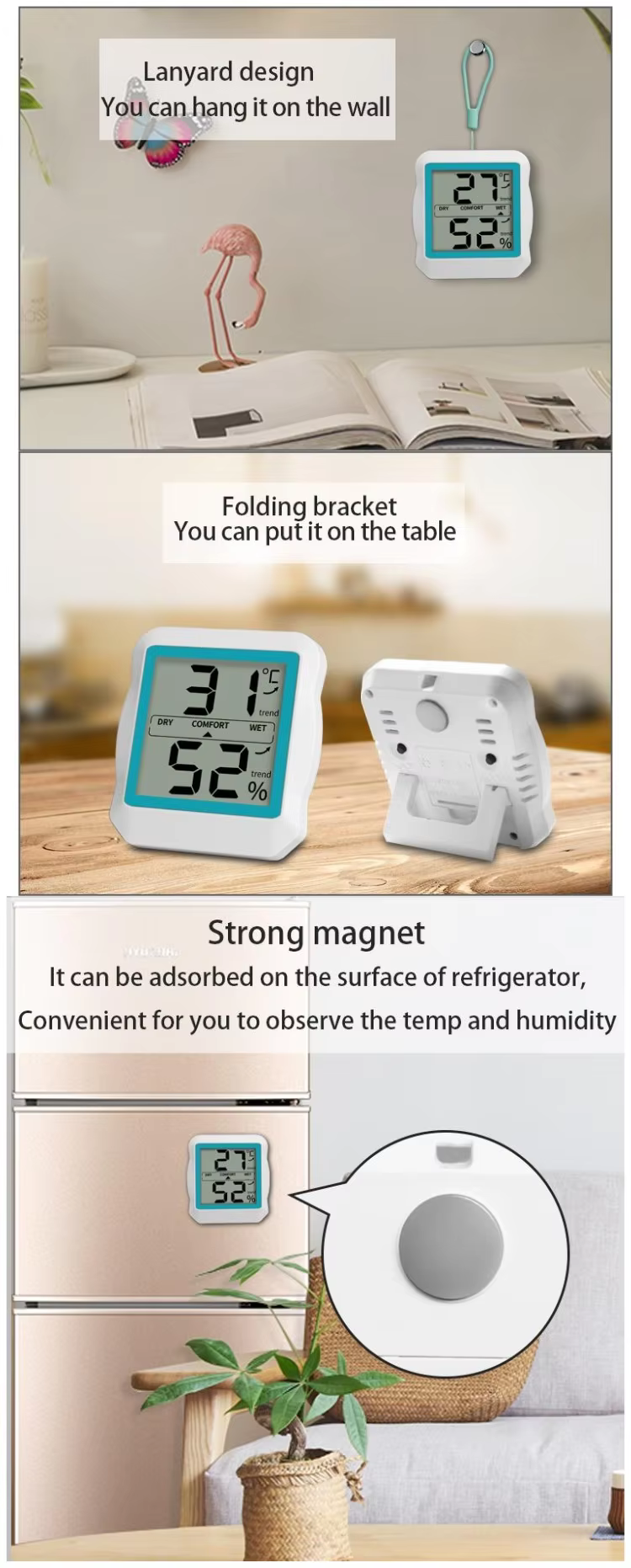 DTH-166 Accurate Household Thermometer for Measuring Humidity and Temperature Compact and Convenient Design