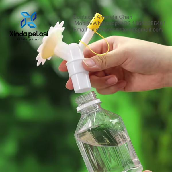 Preço de fábrica de plástico para uso doméstico, tampa de garrafa de cabeça dupla, tubulação de rega, semeaduras de interior, planta, ferramenta de rega