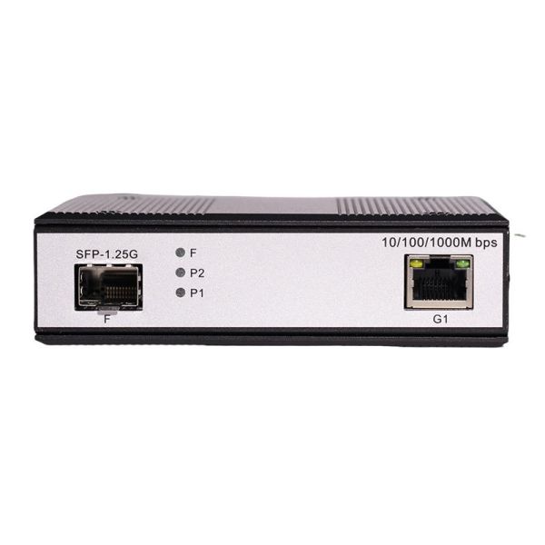 DIN Rail Industrial POE Switch Gigabit 1 SFP Fiber 1 RJ45 Port PoE Media Converter IP40