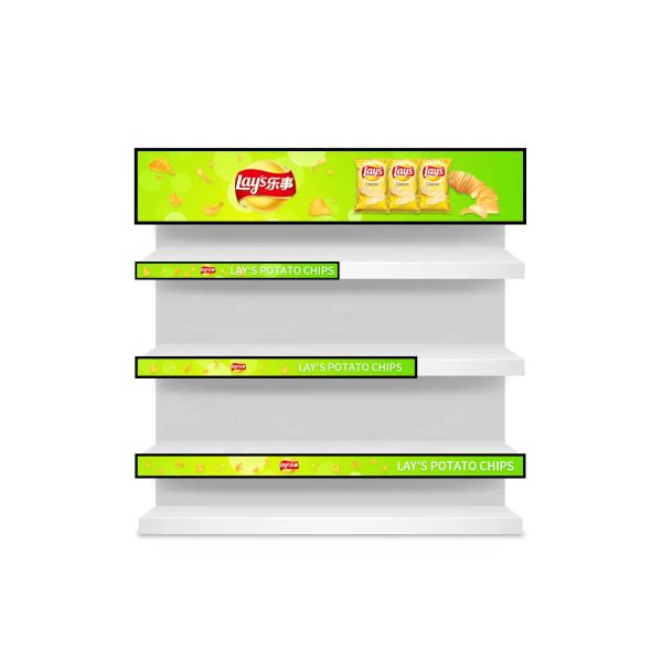 28.1inch Indoor Bar Type LCD Display Shelf Edge Banner LCD Display Ultra Thin Strip LCD Screen with Android Windows OS