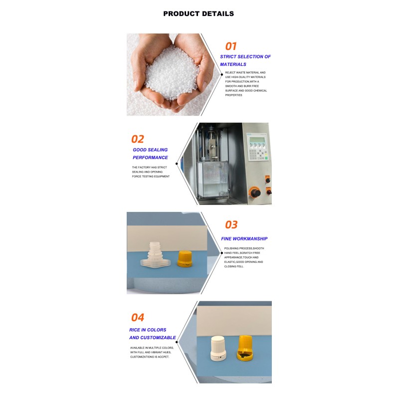 9.6mm Plastic Spout Cap Food Grade Doypack Spout With Tamper Evident Ring Anti Leakage Sealing