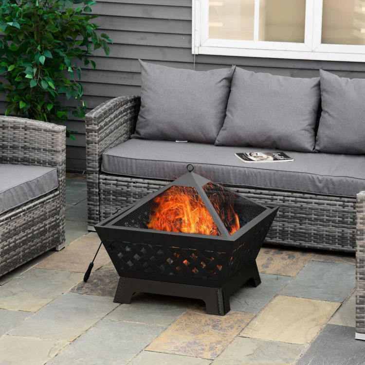 Black Cover Metal Wood Burning Fire Pit for Outdoor Patio Backyard Garden Bonfire Camping