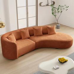 Italian minimalist fabric lamb velvet sofa set shaped curved light luxury Nordic modern corner sofa bed
