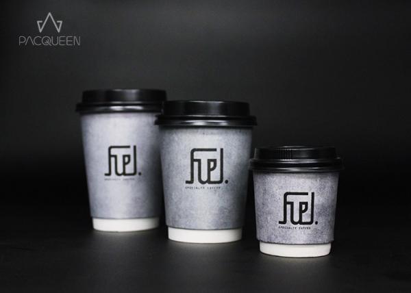 8oz / 12oz / 16 Oz Coffee Cups With Lids PE / PLA Lining High Temperature Resistant