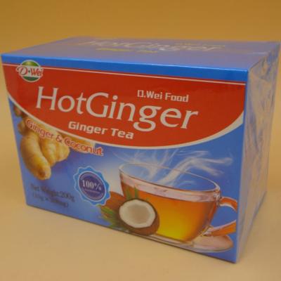 Bloco do saquinho de Ginger Tea Instant Drink Powder com o sabor diferente da caixa de exposição disponível