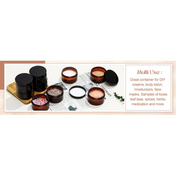 Plastic Jar Container With Lid And Label Refillable Empty Round Clear PET Cosmetic Sample Containers For Lotion, Cream, Ointments, Body Butter, Makeup, Travel Storage