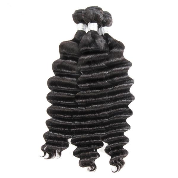 Deep Wavy Virgin Human Hair Extensions / 13 X 4 Swiss Lace Frontal Piece