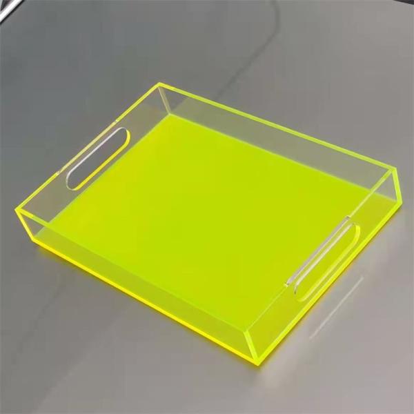 Lemon Color Acrylic Serving Tray For Coffee Fruits Hotel Restaurant Home Using