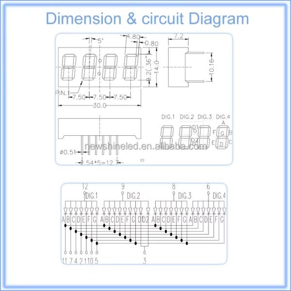 0.36 Inch 4 digit LED Seven Segment Clock Display