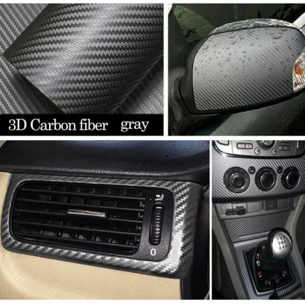 Interior Carbon Fiber Sticker Wrap Bubble Free 3d Black Vinyl Wrap 14kg/Roll