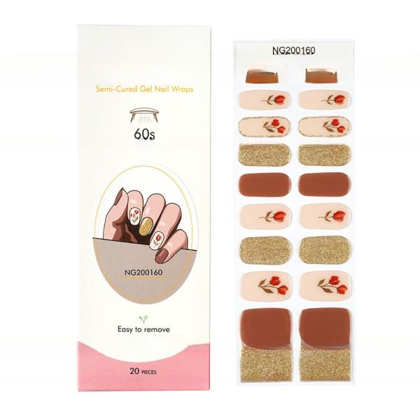 Uv gel Hot Sell Semi Cured Wraps Long Lasting Gel Nail Stickers New Arrival Styles Nail Gel Wraps With Uv Lamp
