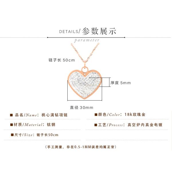 Stainless SteelFashion Jewelry Long Necklace Diamond Heart Pendant