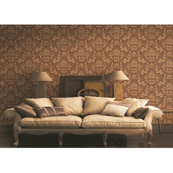 Beige / Yellow / Brick-red 3D Effect Deep Embossed Floral Wallpaper For Bedroom Background
