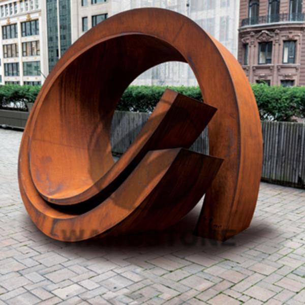 Rusty Corten Steel Sculpture Water Feature Fountain For Outdoor Decoration