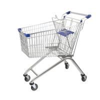 Zinc Steel Supermarket Shopping Trolley European Style Grocery Shopping Cart