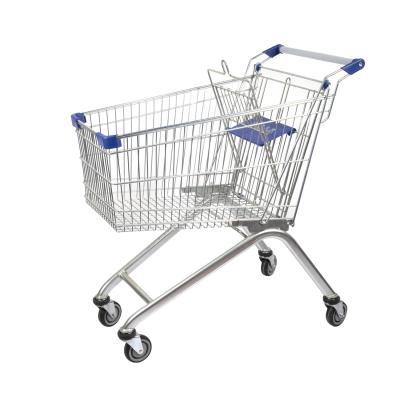 Zinc Steel Supermarket Shopping Trolley European Style Grocery Shopping Cart
