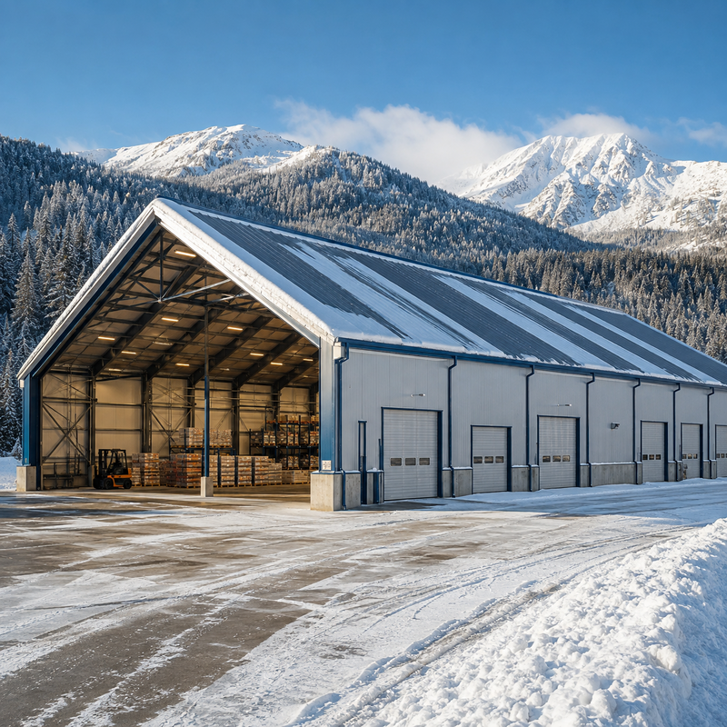 Arctic Climate Steel Workshop Building with Heavy Snow Rated Roof Structure