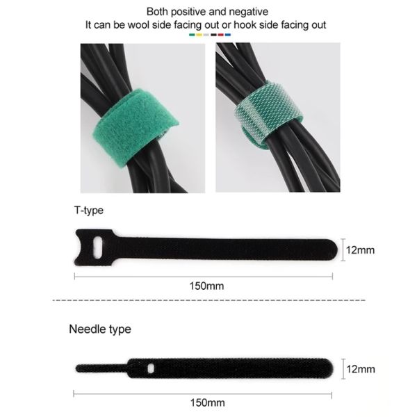 Reusable 2000 Times Double-Sided Hook and Loop Strap with Customizable Width for Household Cable Management