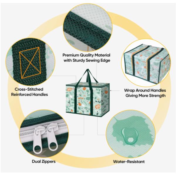 Printing Insulated Reusable Lunch Cooler Bag Collapsible For Grocery Heavy Duty