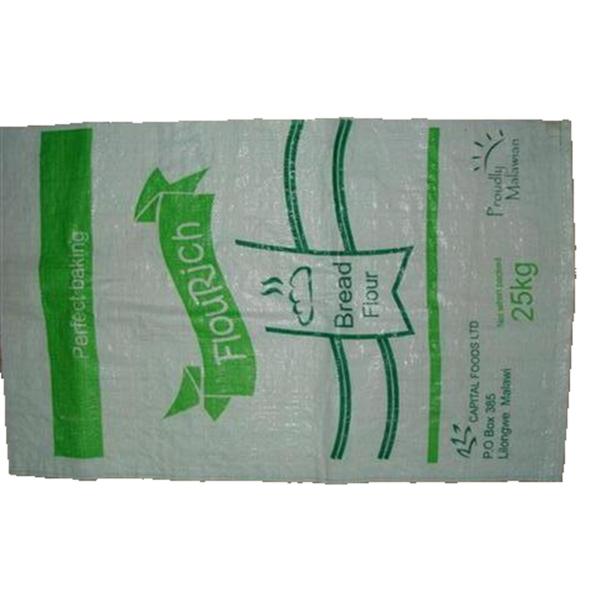 Anti Slip White Polypropylene Flour Packaging Bags , Printed Flour Sacks 50kg