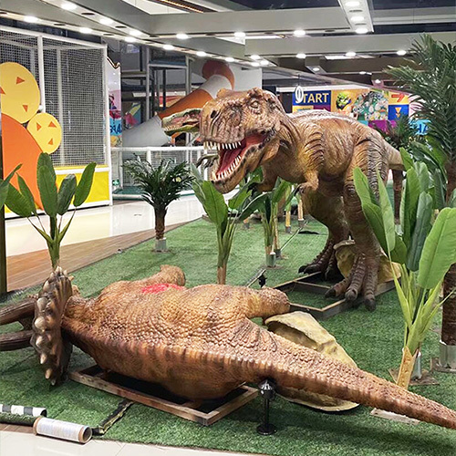 Outdoor Animated Christmas Life Size Animatronic Dinosaurs Yard Decoration With Remote Control
