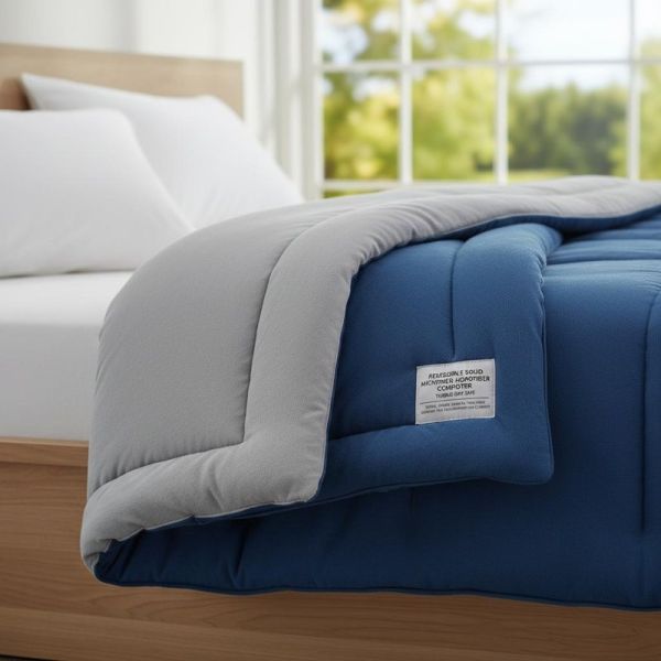 Reversible Solid Microfiber Comforter Tumble Dry Safe Single Double Queen King Sizes Designed for Durability and Comfort