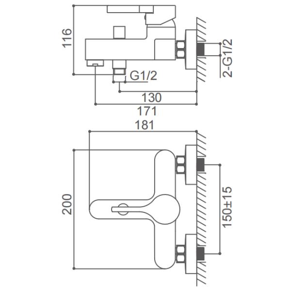 40mm Ceramic Cartridge Hot Cold Water Bath Mixer Taps Two Spout Single Handle