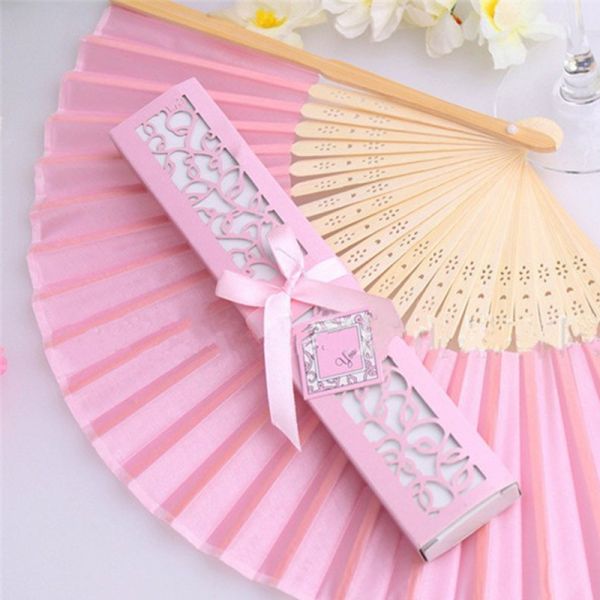 Craft Woman Fans Bamboo Rib Silk Fan Wedding Favor Hand Fans With Gift Box