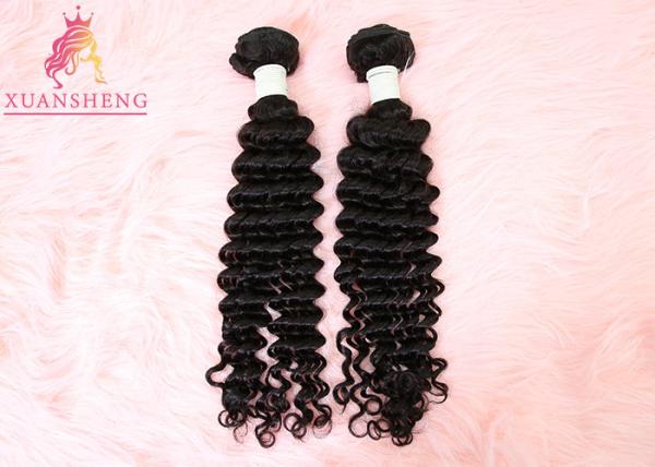 Black Human Virgin Hair Bundles Sew In Weft High Density Full End Curly Hair Extensions