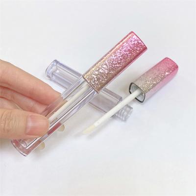 Ombre Glitter Square Plastic Lip Gloss Tube With Wand Pink 10ml